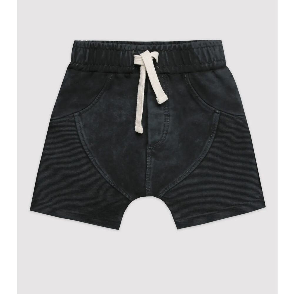 Minikid Gray Anthracite Charcoal Marmo Biker Paneled Shorts Size 12-18 Months